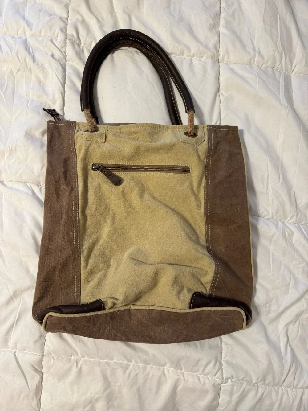 Myra Bag Western Desert Canvas Leather Tote NWT